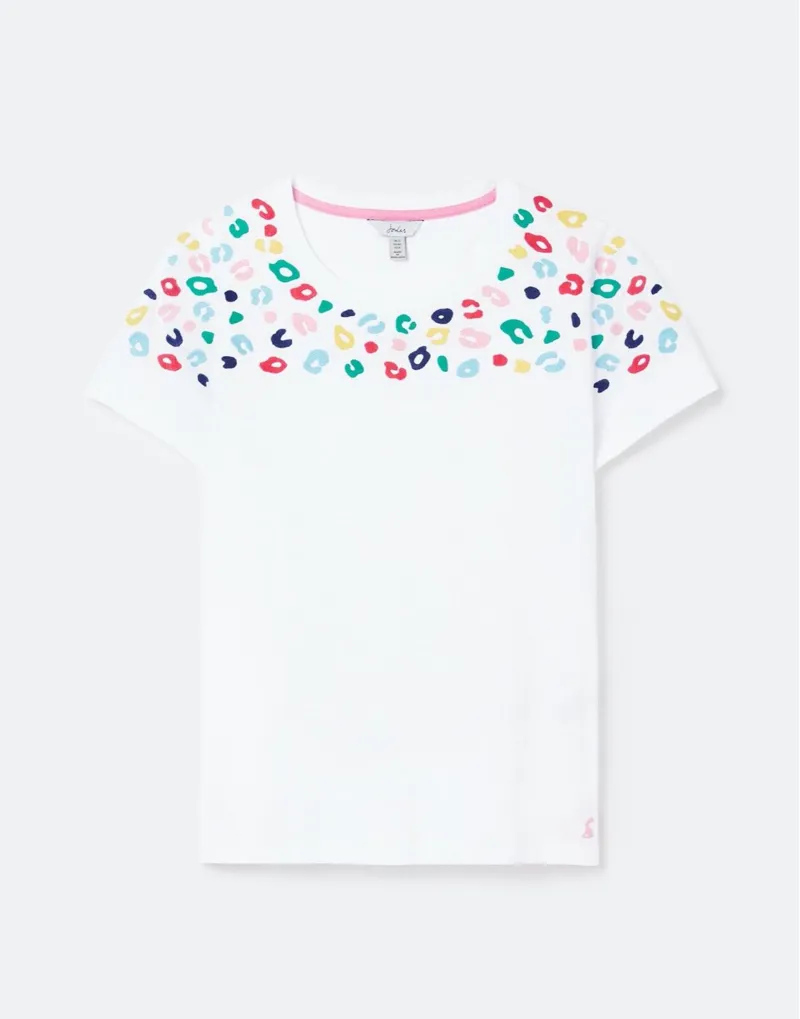 Joules Ladies Embroidered Carley Leopard Border T-Shirt-3